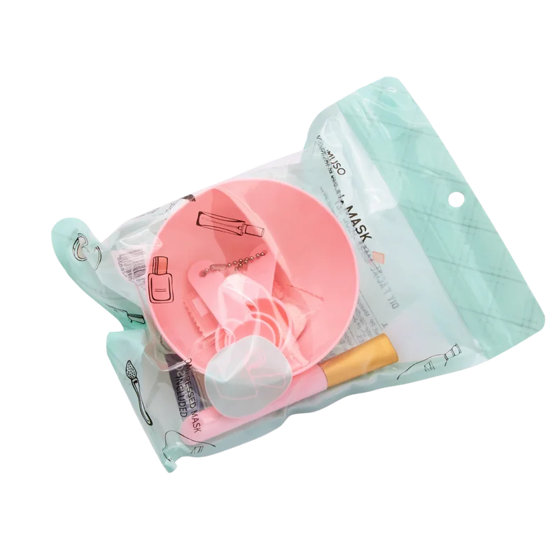 DIY Gesichtsmaske Werkzeugset mit Mischschale und Silikonpinsel (Rosa)