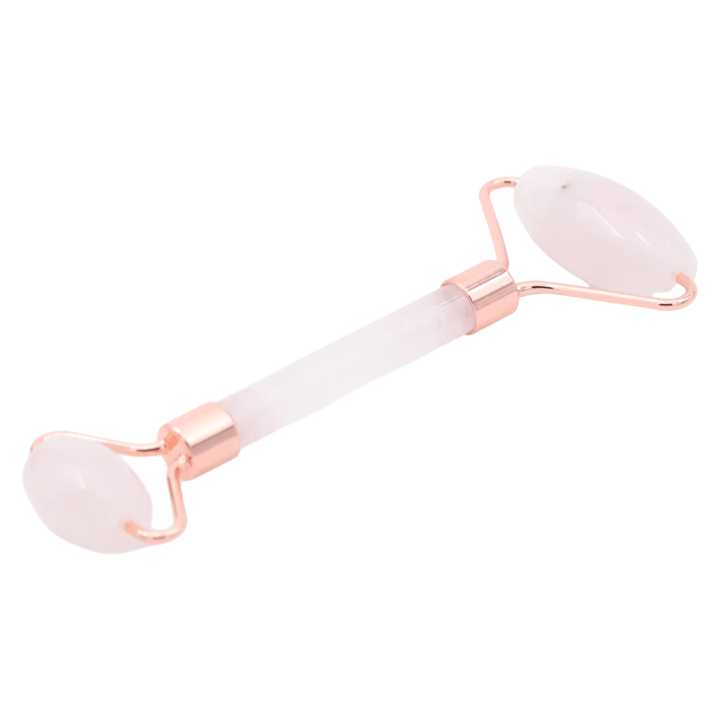 Gesichtsmassager aus Naturstein, Dual-Roller (Pink)