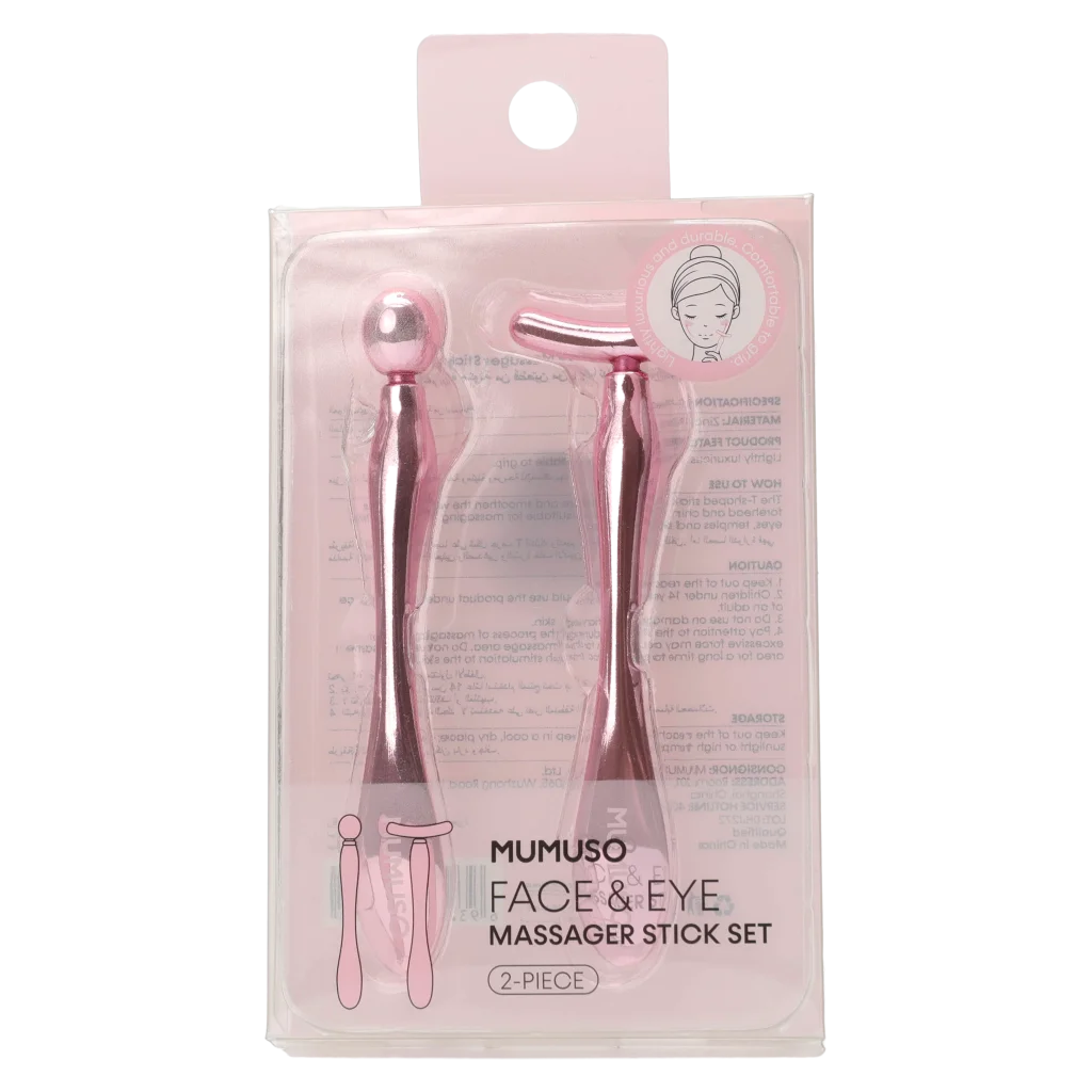 2-teiliges Gesichtsmassager Set aus Zinklegierung für Gesicht und Augenpartie (Rosa)