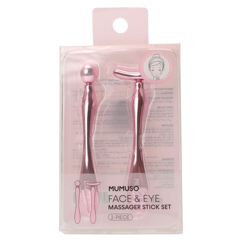 2-teiliges Gesichtsmassager Set aus Zinklegierung für Gesicht und Augenpartie (Rosa)