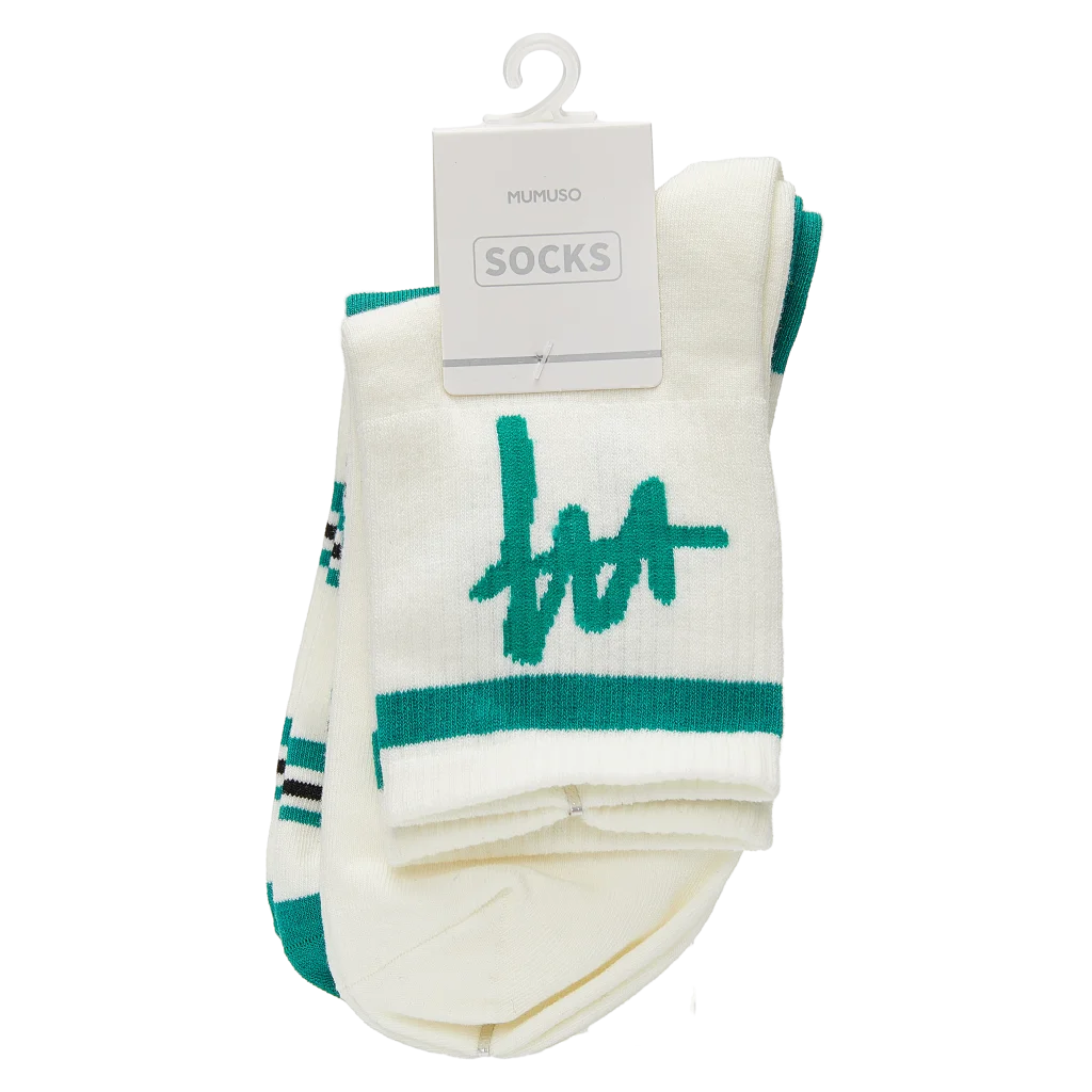 Gestreifte Mini-Crew Herrensocken aus Baumwoll-Mix (Weiß/Grün)