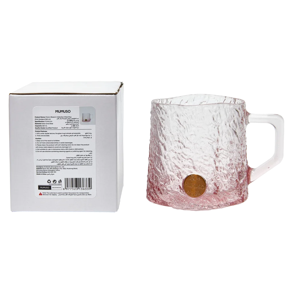 Glas-Tasse aus Natrium-Calcium-Glas mit Kirschblüten-Design, 260 ml (Pink Gradient)