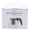 Glasteekanne mit Edelstahl-Teesieb, 900 ml (Schwarz)