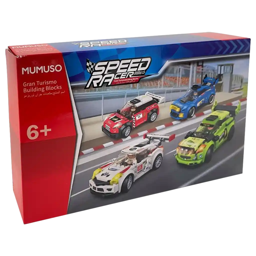 Kunststoff-Bausteinset Gran Turismo Rennwagen-Design, ab 6 Jahren (Weiß/Rot/Blau/Gelb)