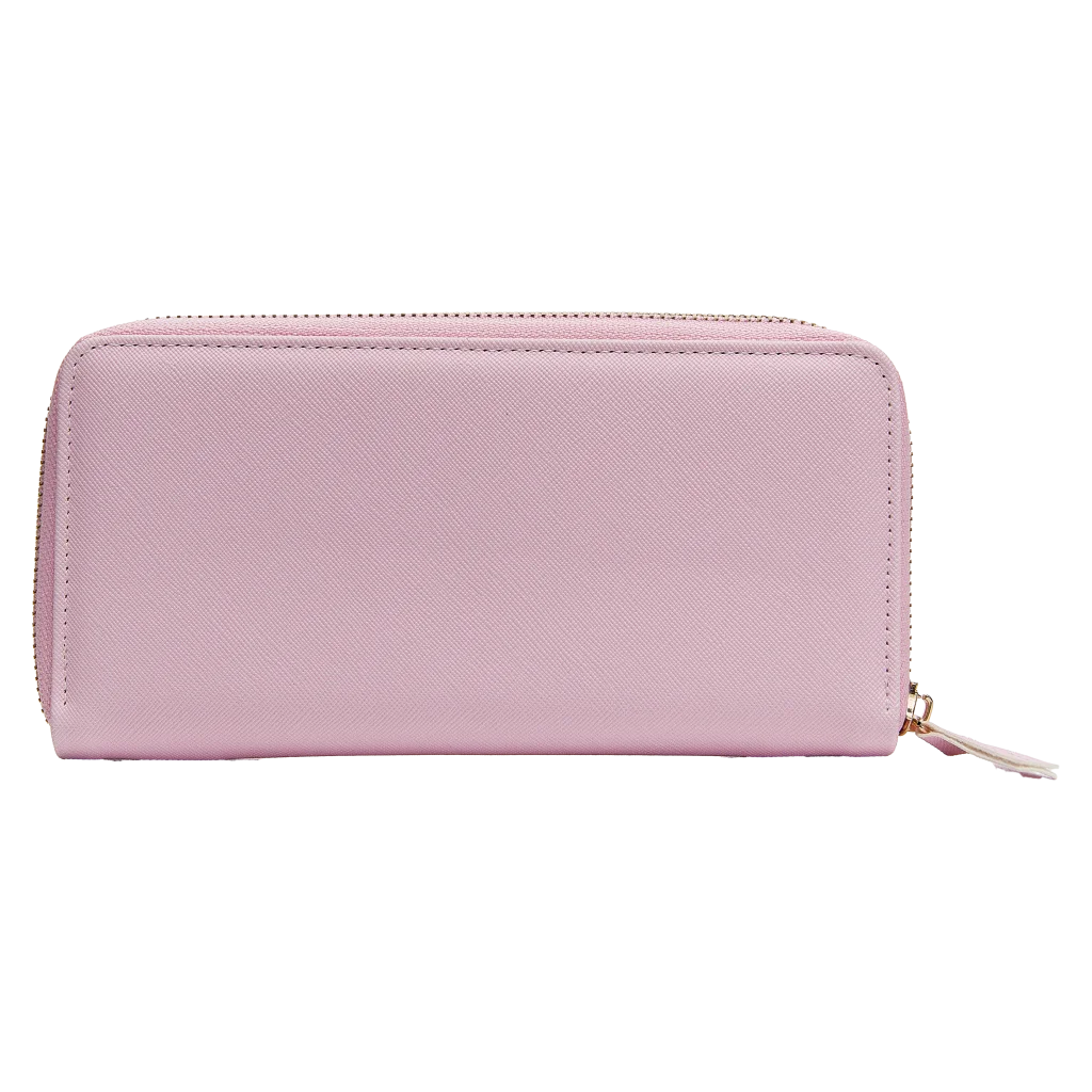 Große Kunstleder-Geldbörse mit Herz-Design und Schachbrettmuster (Pink/Blau)