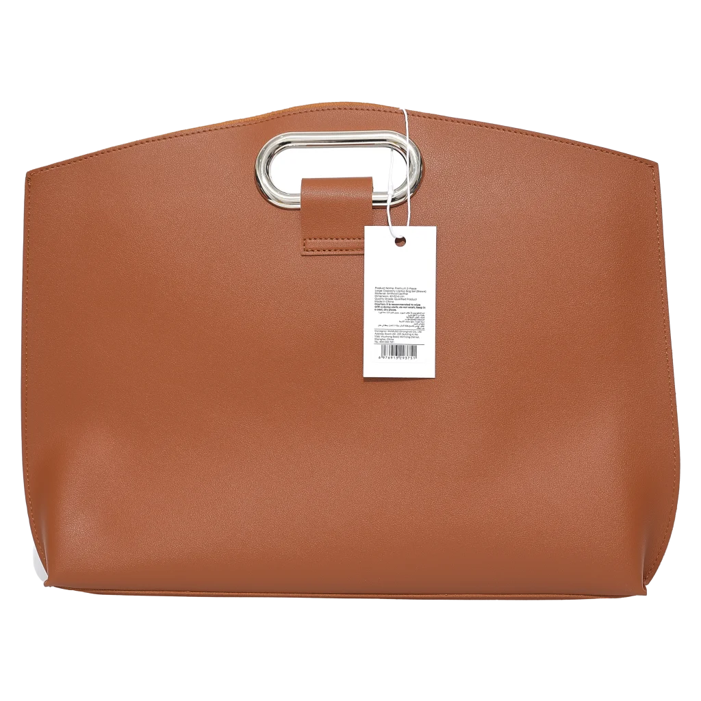 Große Laptop-Tasche aus Kunstleder mit Griff (Braun)