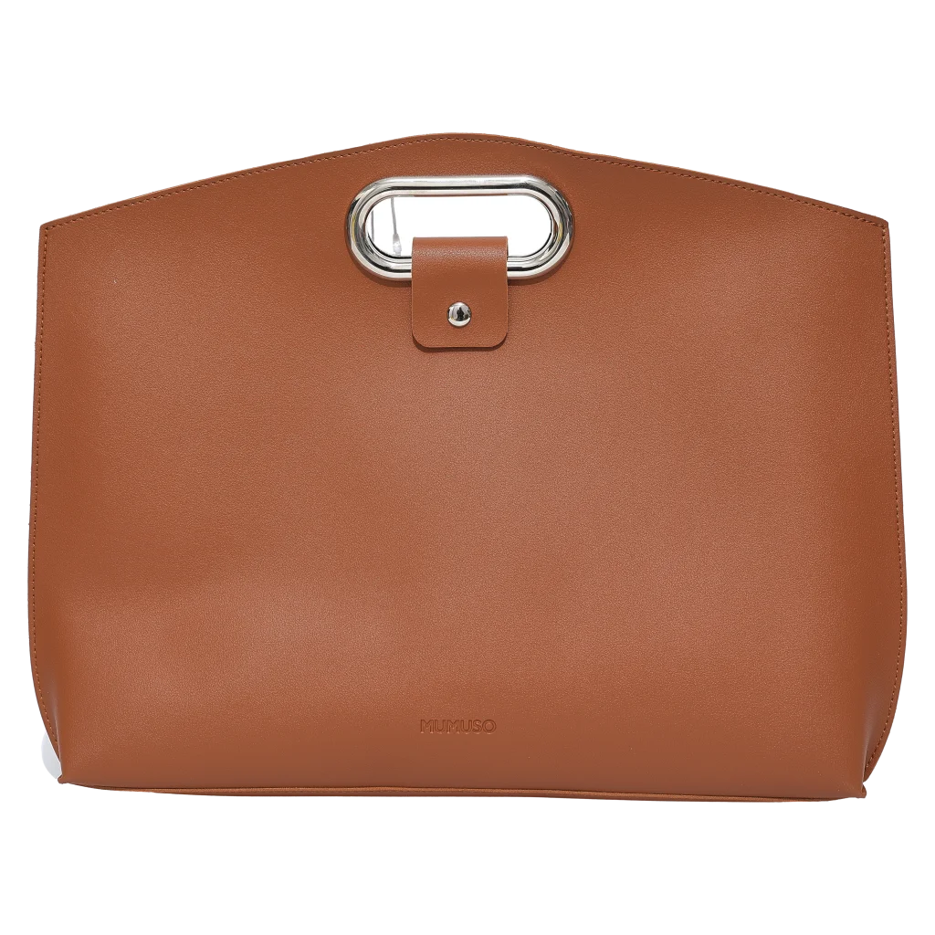 Große Laptop-Tasche aus Kunstleder mit Griff (Braun)