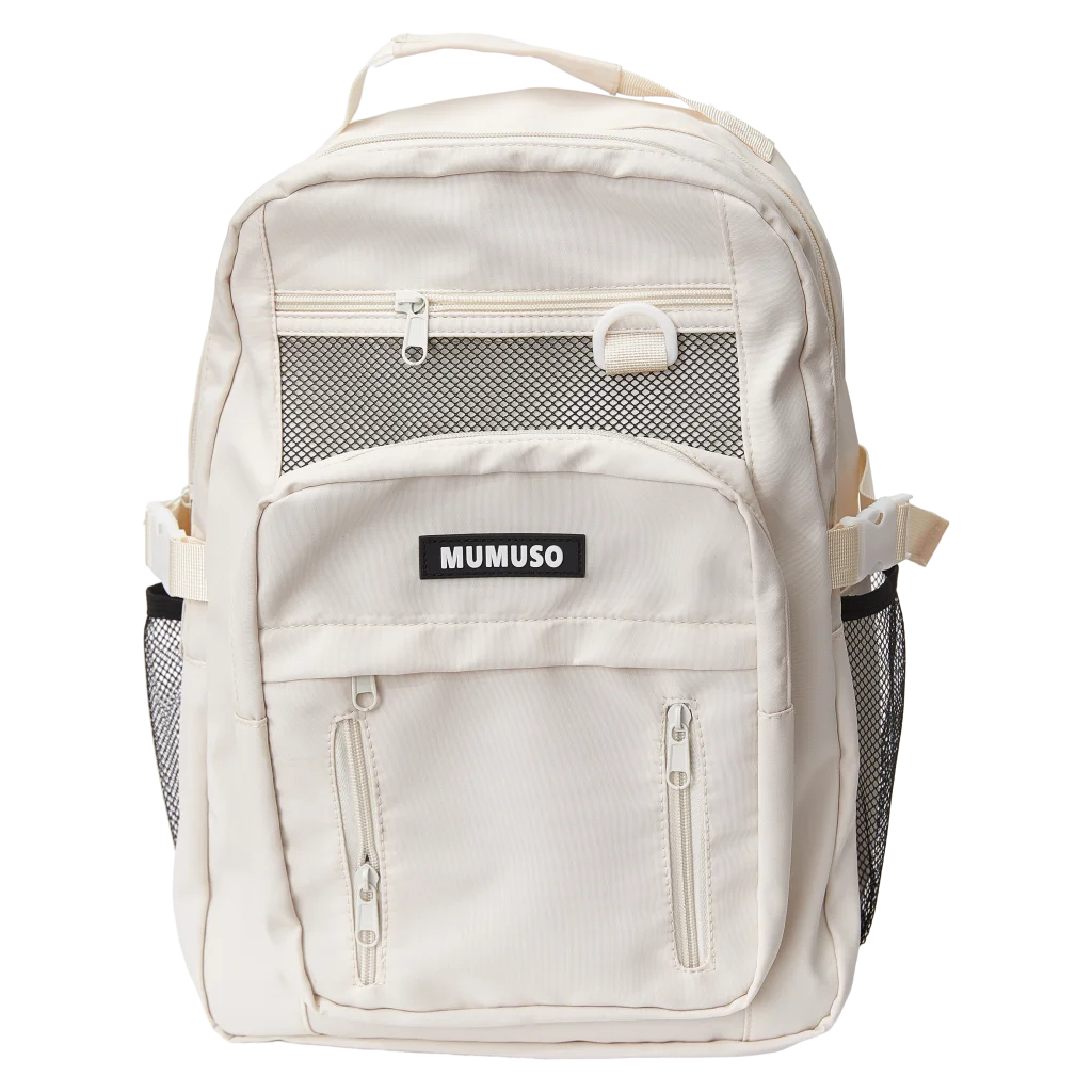 Großer Rucksack mit mehreren Fächern für Alltag &amp; Schule (Beige)