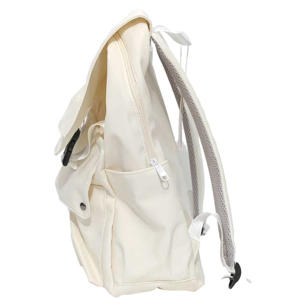 Großer Rucksack aus Nylonstoff mit mehreren Fächern (Beige)