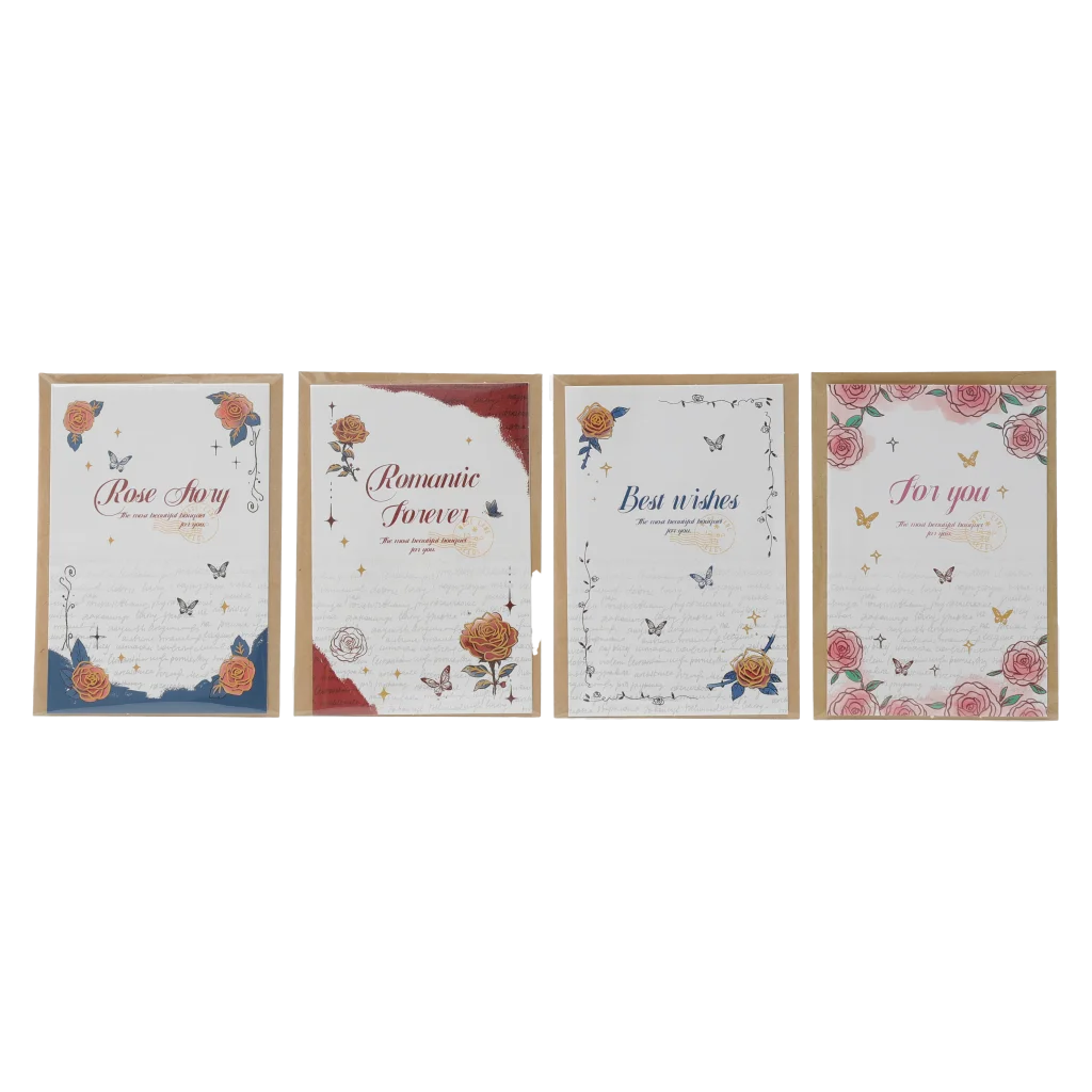 Grußkarte mit Rosen-Design und Blumen-Print (Mehrfarbig)