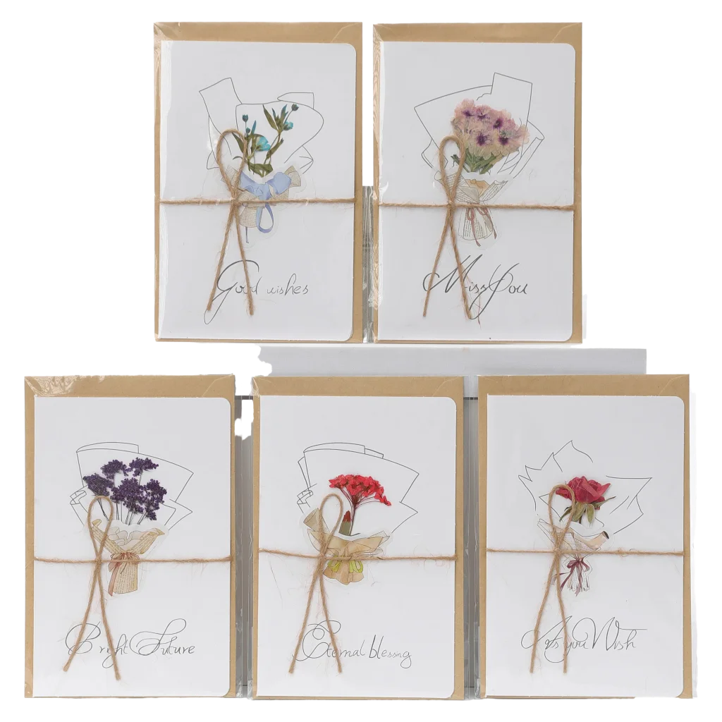 Grußkarte mit Trockenblumen-Design, Mehrfarbig