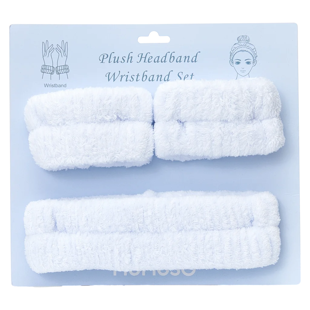 3-teiliges Haarband-Set aus 100% Polyester für Gesichtspflege (Weiß)