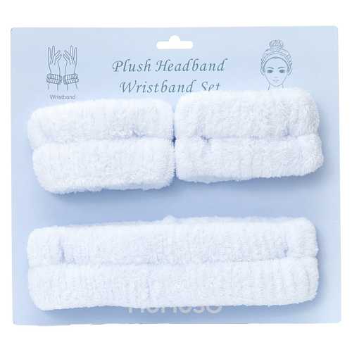 3-teiliges Haarband-Set aus 100% Polyester für Gesichtspflege (Weiß)