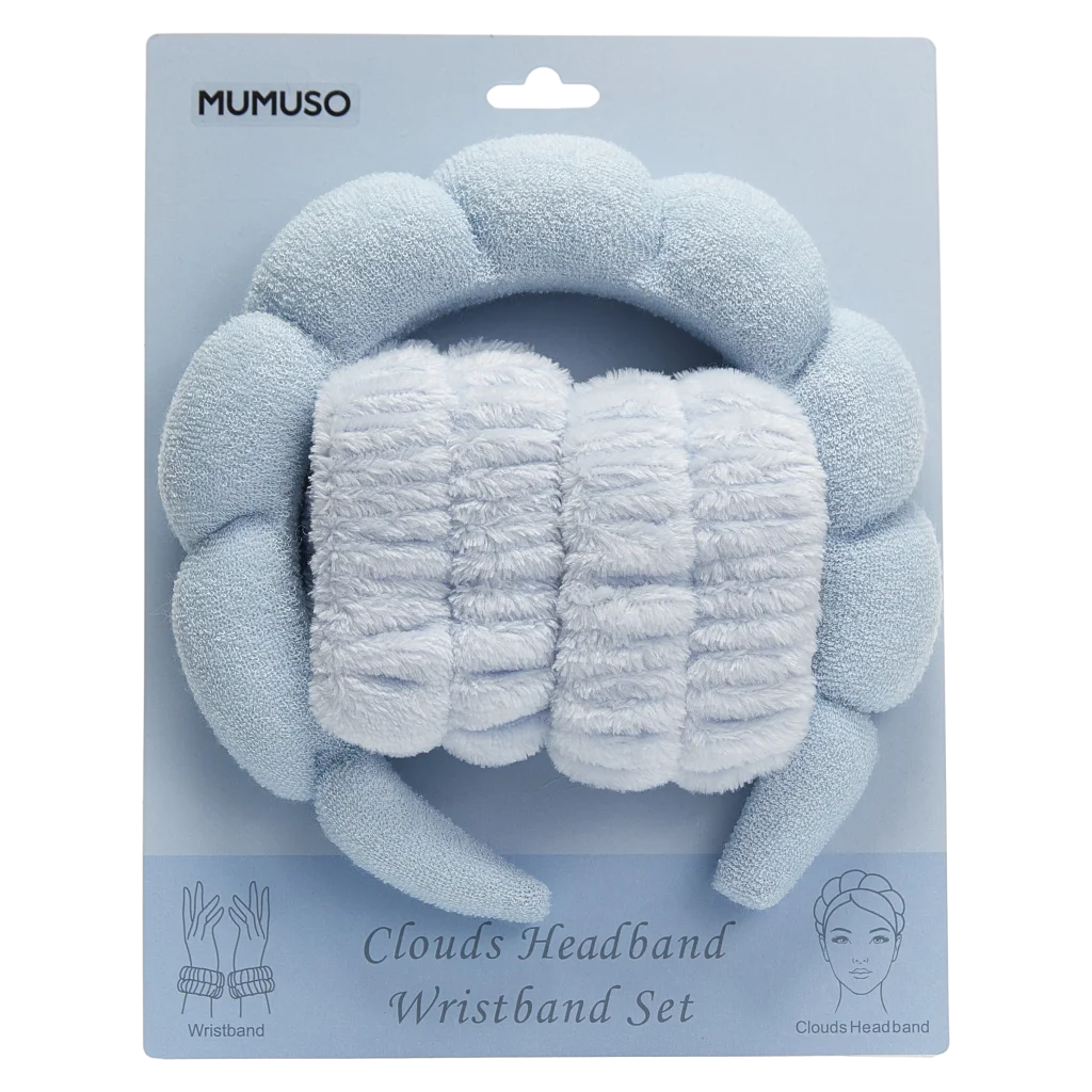 2-teiliges Haarband- und Armband-Set aus Polyester (Blau/Weiß)