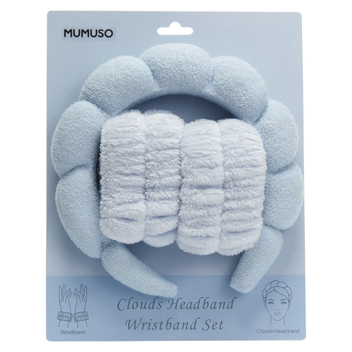 2-teiliges Haarband- und Armband-Set aus Polyester (Blau/Weiß)