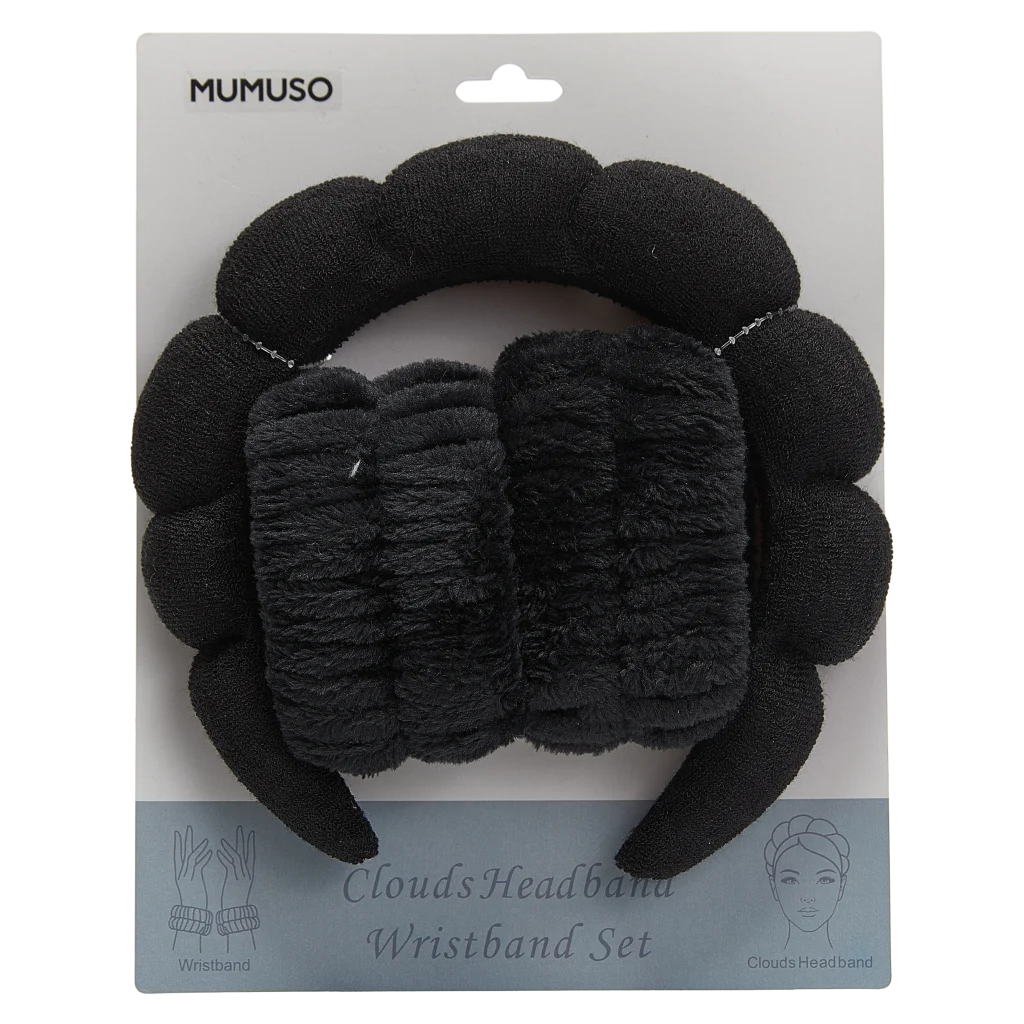 2-teiliges Haarband- und Armband-Set aus Polyester (Schwarz)