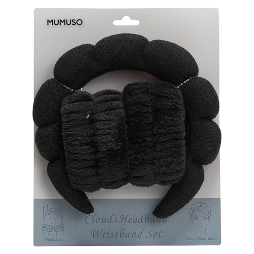 2-teiliges Haarband- und Armband-Set aus Polyester (Schwarz)
