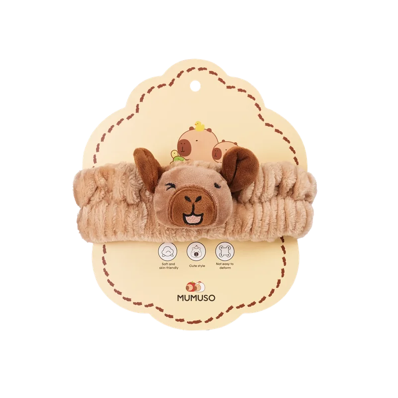 Weiches Haarband mit Capybara-Design für Gesichtspflege (Braun)