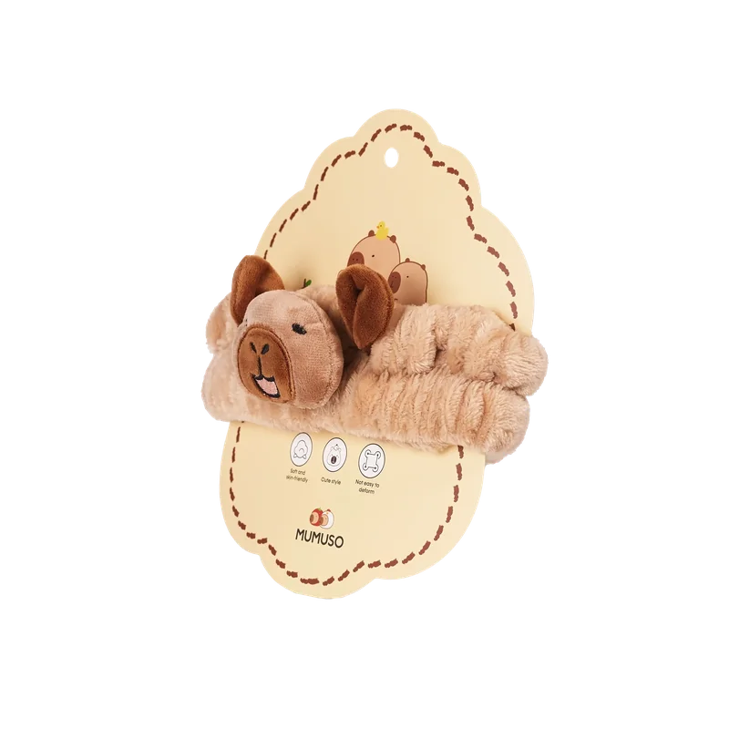 Weiches Haarband mit Capybara-Design für Gesichtspflege (Braun)