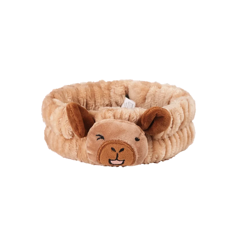 Weiches Haarband mit Capybara-Design für Gesichtspflege (Braun)