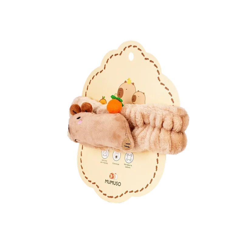 Weiches Haarband mit Capybara-Design für Gesichtspflege (Braun)