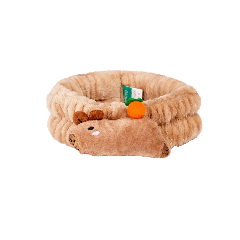 Weiches Haarband mit Capybara-Design für Gesichtspflege (Braun)