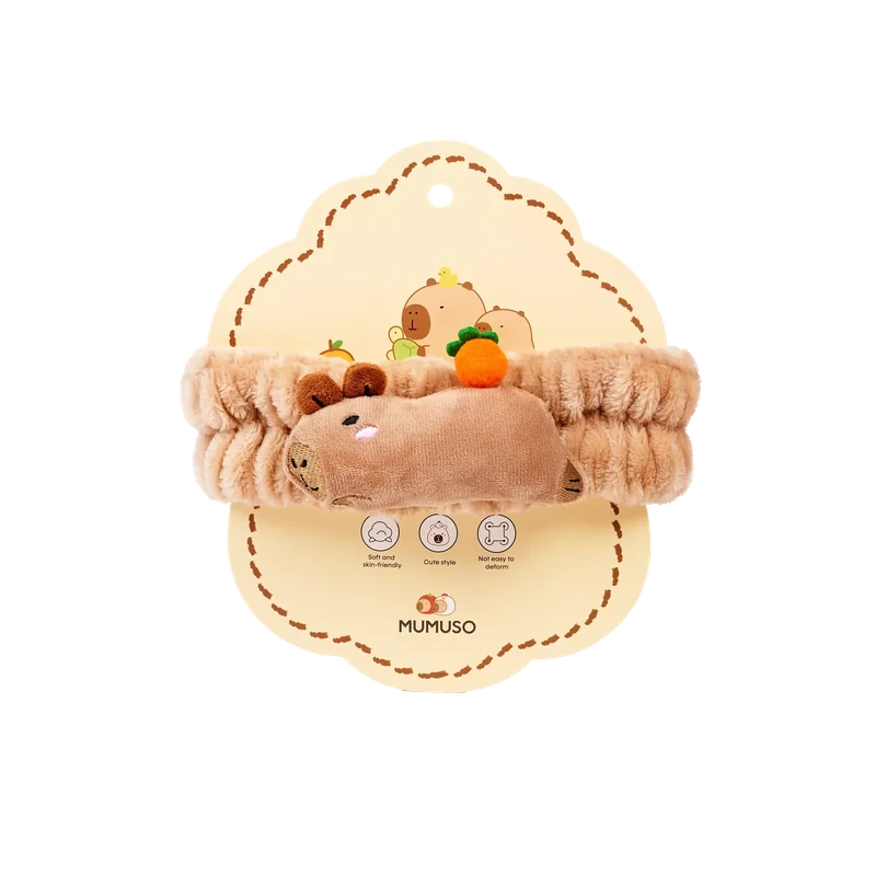 Weiches Haarband mit Capybara-Design für Gesichtspflege (Braun)