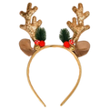 Haarreif mit Rentier-Geweih-Design und Glitzer, für Erwachsene und Kinder (Gold)