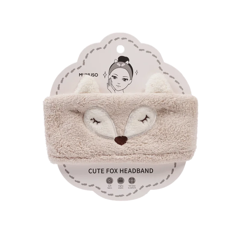 Haarband aus Mikrofaser mit Fuchs-Design, besonders weich und anschmiegsam (Khaki)