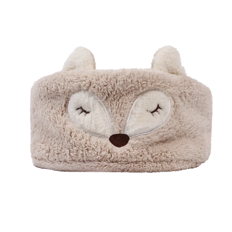 Haarband aus Mikrofaser mit Fuchs-Design, besonders weich und anschmiegsam (Khaki)