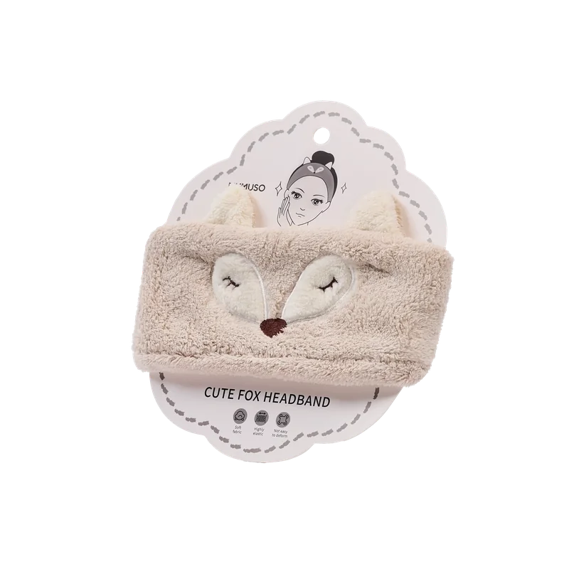 Haarband aus Mikrofaser mit Fuchs-Design, besonders weich und anschmiegsam (Khaki)