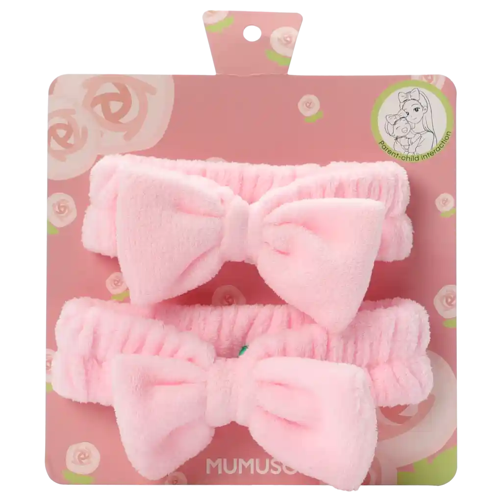 2-teiliges Haarband-Set aus Polyester mit Schleifen-Design (Rosa)