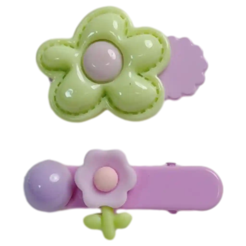 2-teiliges Acryl-Haarspangen-Set mit Blumen-Design (Grün/Lila)
