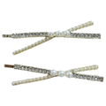 2er-Set Haarspangen aus Metalllegierung mit Strass und Perlen (Gold/Weiß)