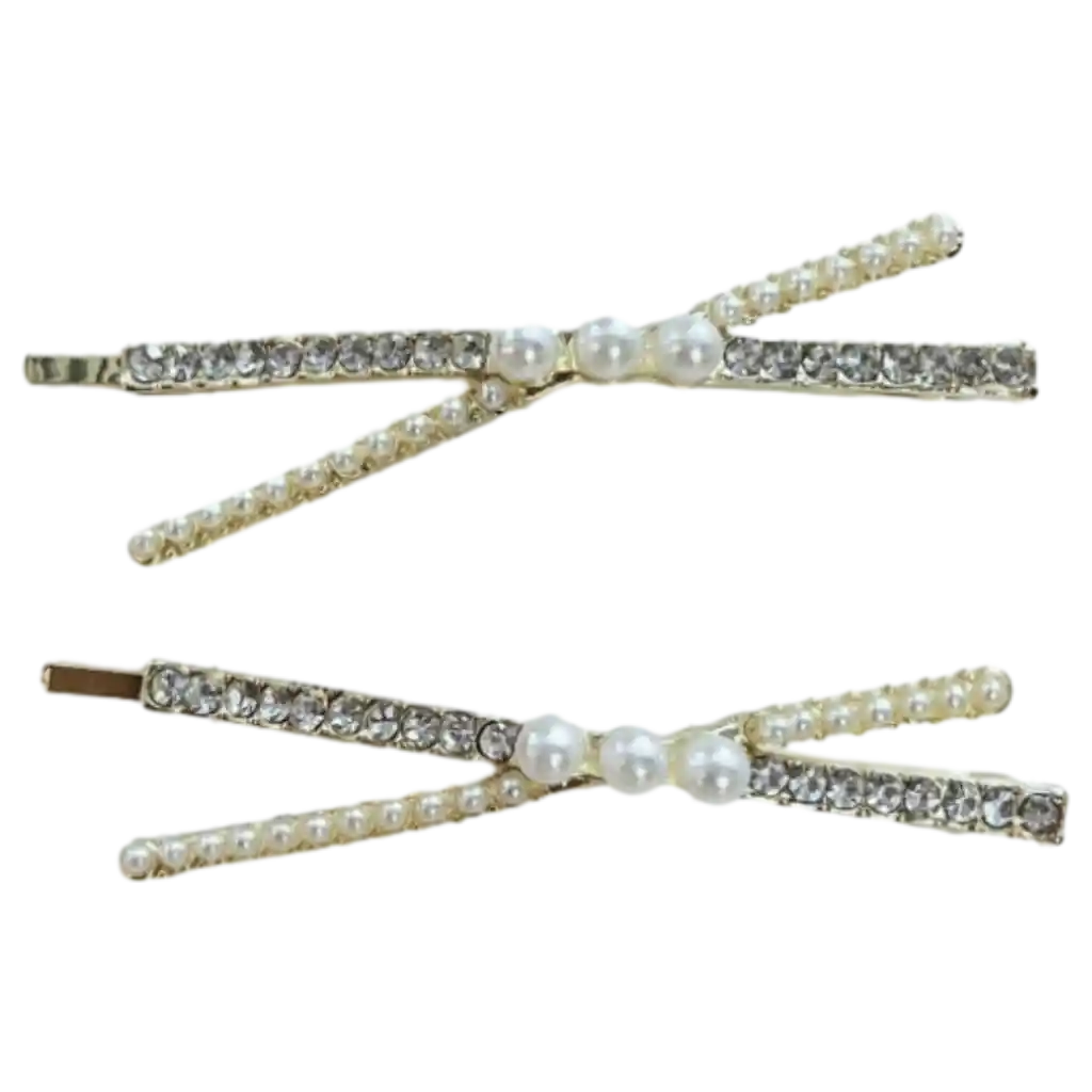 2er-Set Haarspangen aus Metalllegierung mit Strass und Perlen (Gold/Weiß)