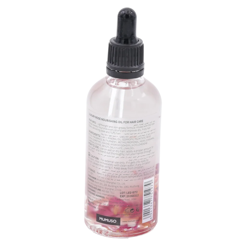 Haaröl mit Rosenblüten, pflegend und feuchtigkeitsspendend, 100 ml (Transparent)