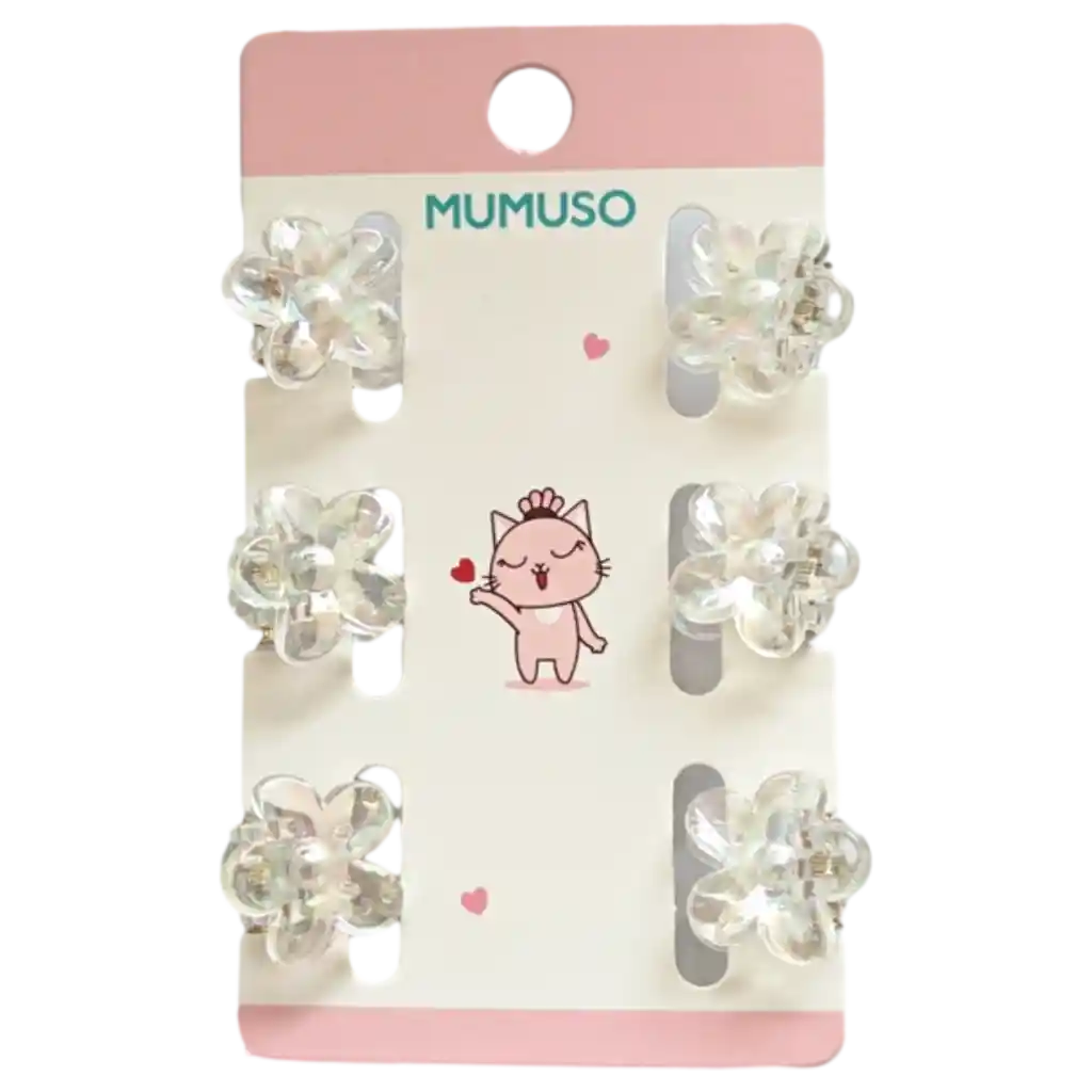 6-teiliges Haarspangen-Set mit Blumen-Design (Transparent)