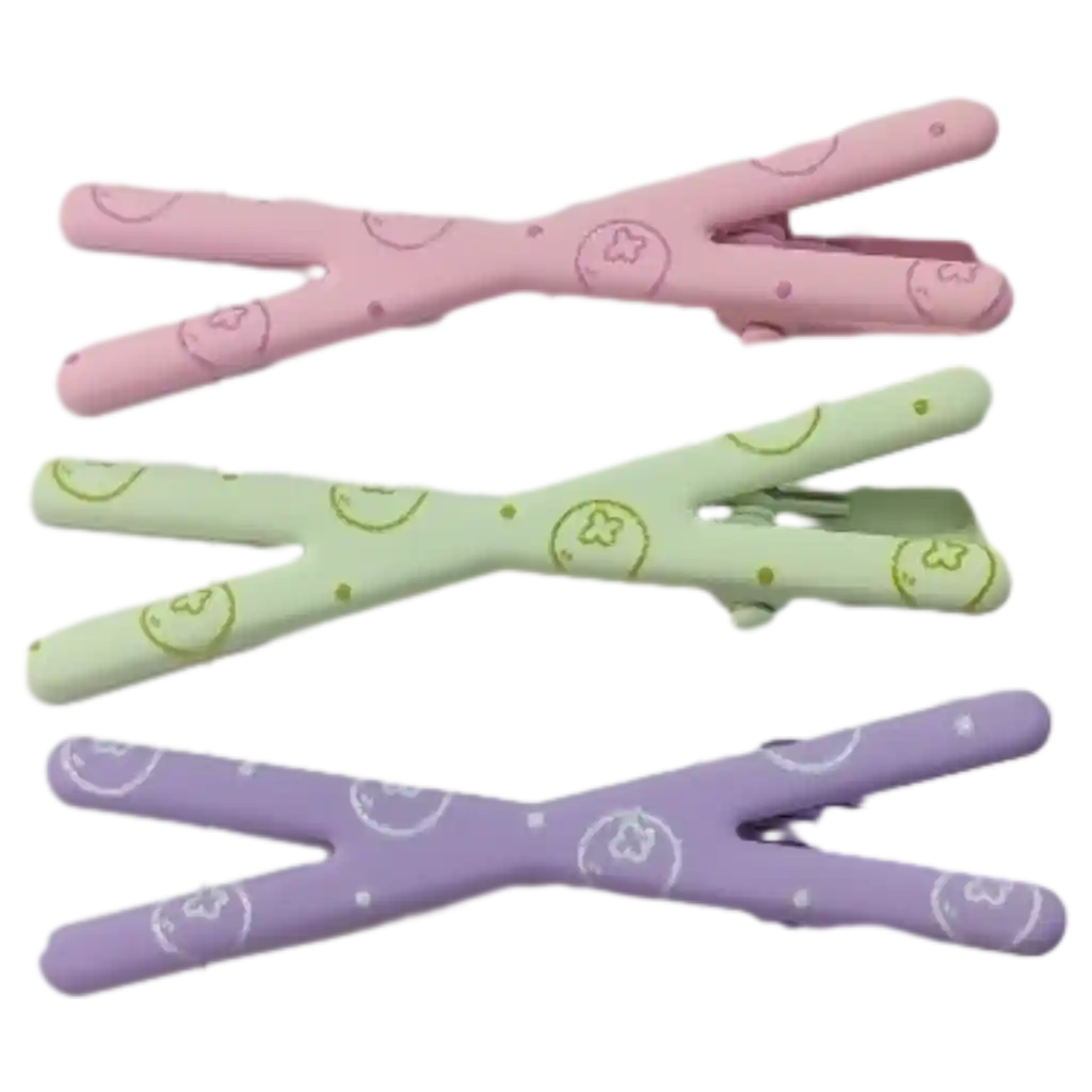 Haarspangen-Set aus Titanstahl mit Print-Design (Rosa/Grün/Lila)