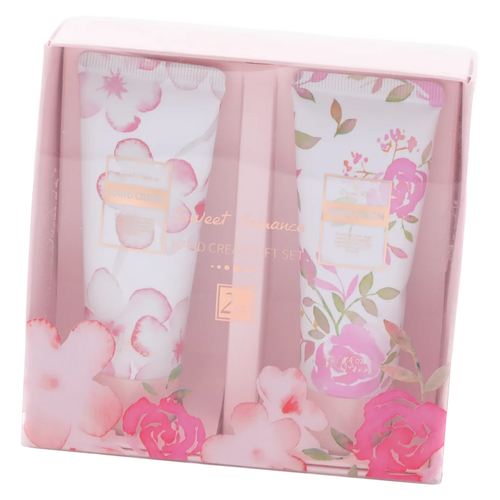2-teiliges Handcreme Geschenkset mit Rosen- und Sakura-Print, 2 × 40 g (Rosa/Weiß)