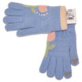 Strickhandschuhe Damen mit Blumen-Design (Blau)