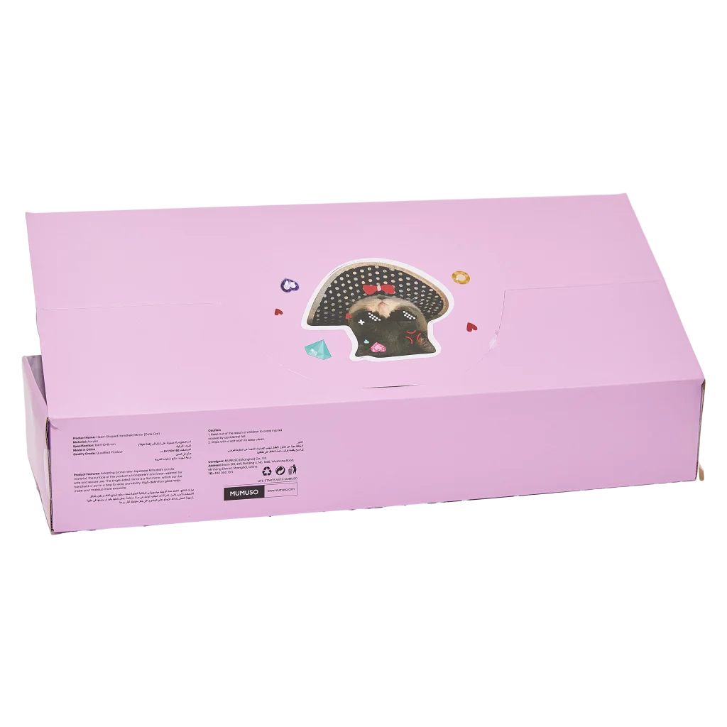 Handspiegel in Herzform mit Katzen-Design (Rosa)
