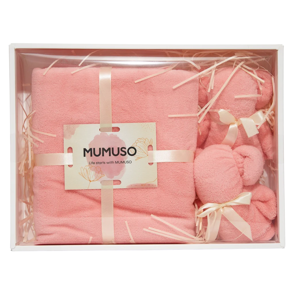 3-teiliges Handtuch-Set aus Polyester mit Bären-Design, Geschenkbox (Rosa)
