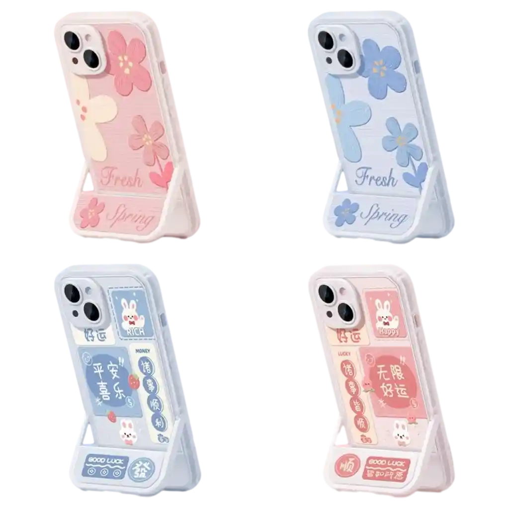 Handyhülle mit Kickstand aus TPU+PC für iPhone 15 Pro (Blau/Rosa)