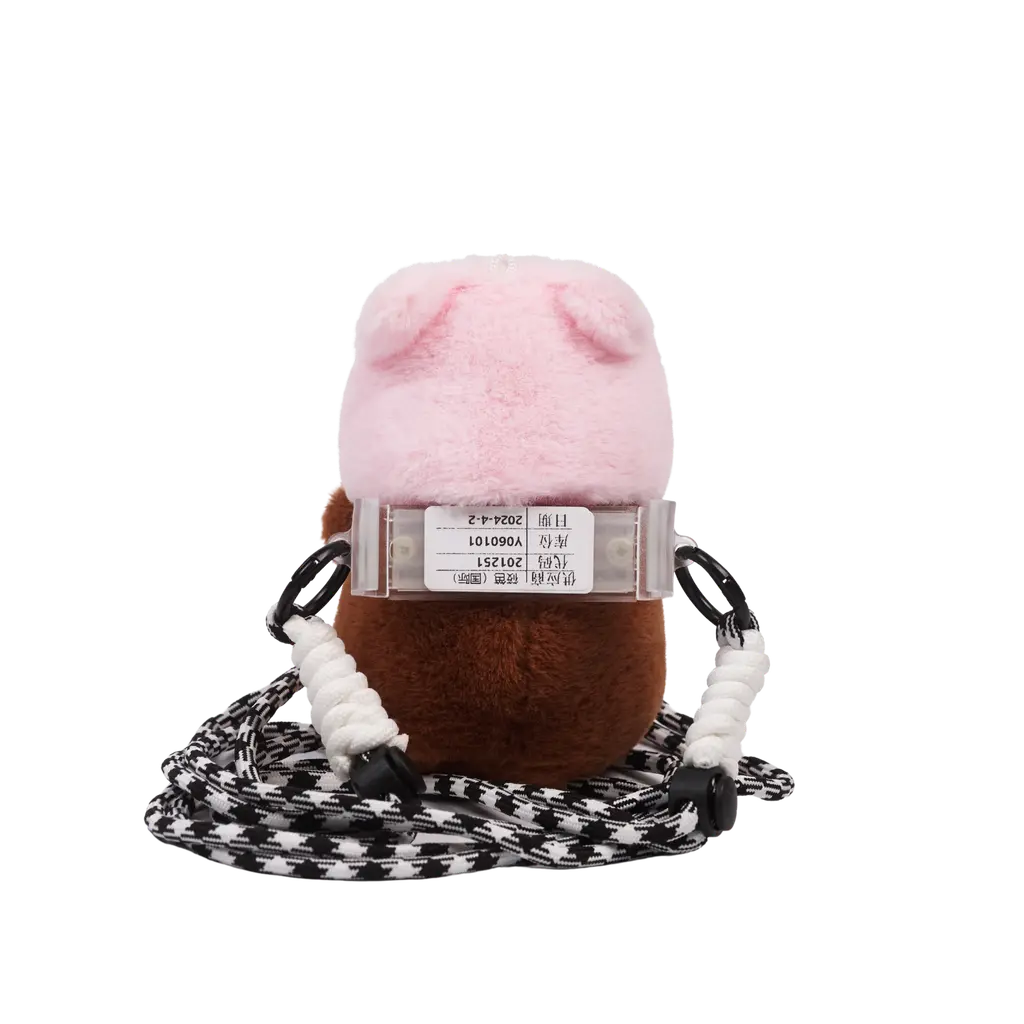Nylon-Handykette mit Capybara-Design und Plüschanhänger (Rosa/Gelb/Rot)