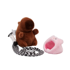 Nylon-Handykette mit Capybara-Design und Plüschanhänger (Rosa/Gelb/Rot)