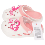 Kinder-Gartenclogs aus EVA mit Bärchen-Design (Weiß/Pink), Größe 35–36