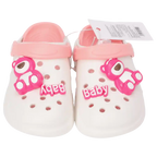 Kinder-Gartenclogs aus EVA mit Bärchen-Design (Weiß/Pink), Größe 35–36