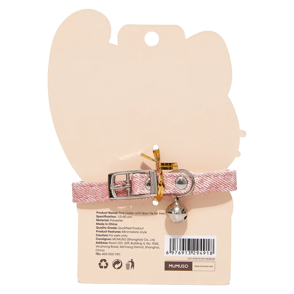 Haustierhalsband mit Schleife und Glöckchen (Rosa)