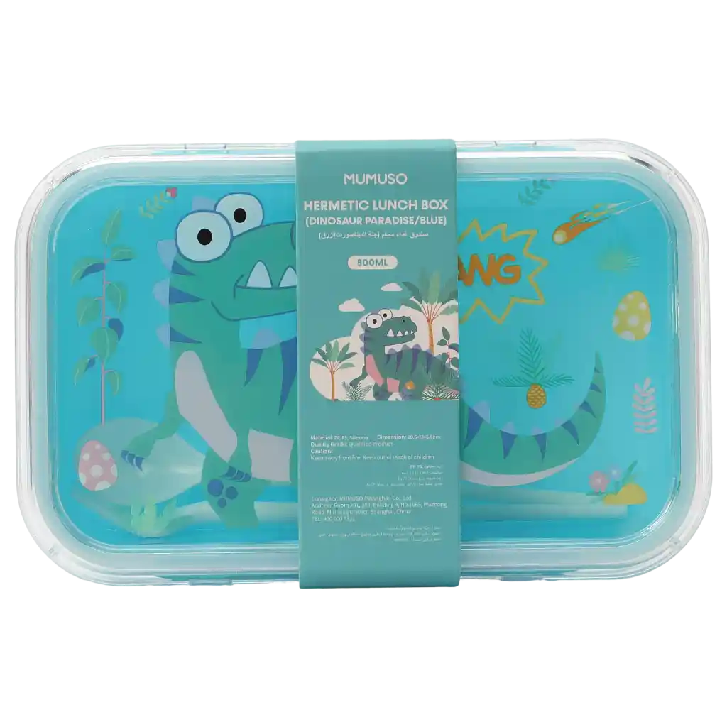 Lunchbox aus Kunststoff mit Dinosaurier-Design, 800 ml (Blau)