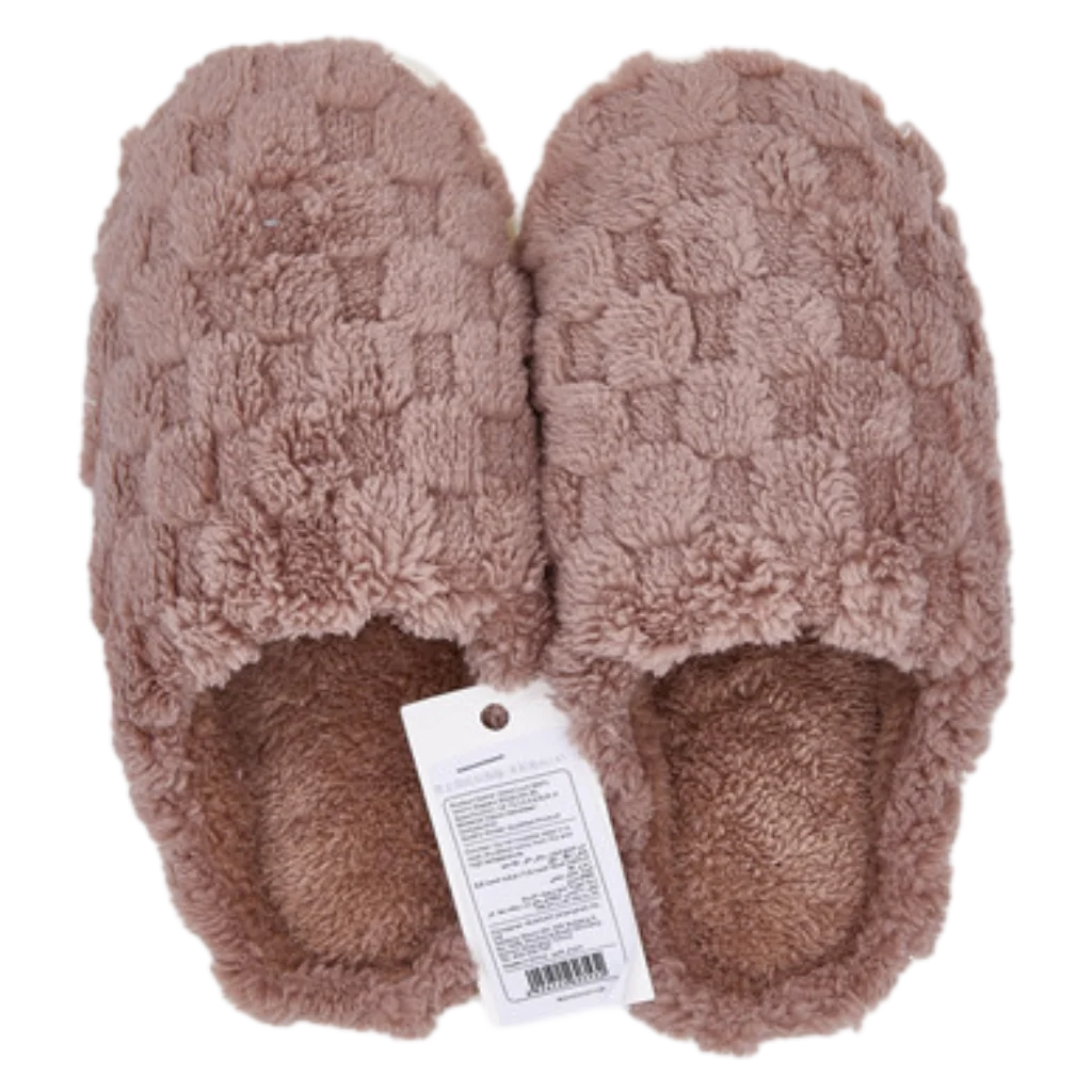 Herren Hausschuhe aus Baumwollfleece, Winter Slipper (Khaki/44-45)